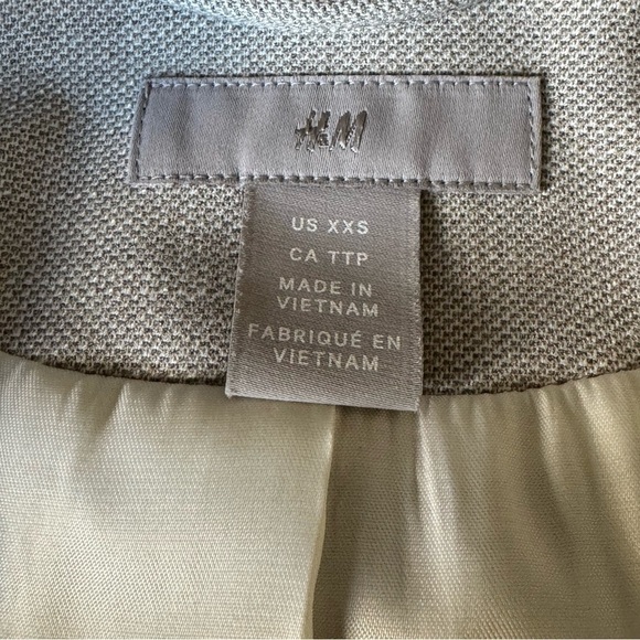 H&M shawl-collar lined jacket cream side seam pockets gathered sleeves size xxs - Picture 6 of 8